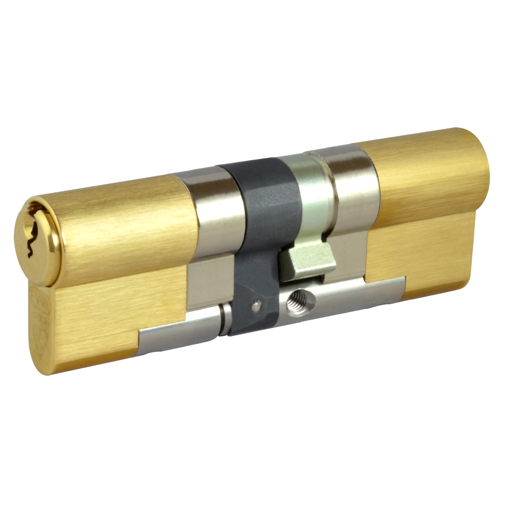 EVVA EPS 3* Snap Resistant Euro Double Cylinder 92mm 51Ext-41 46-10-36 Keyed To Differ 21B - Polished Brass