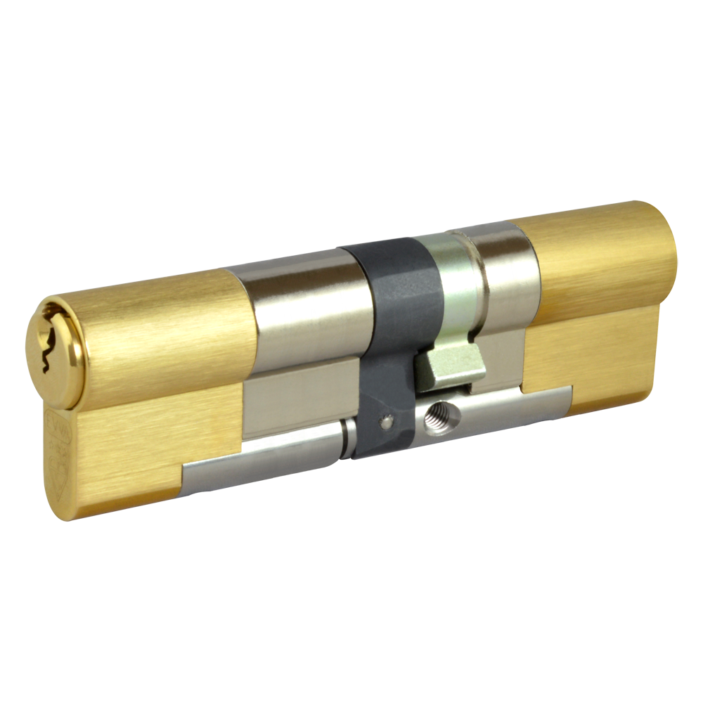 EVVA EPS 3* Snap Resistant Euro Double Cylinder 102mm 61Ext-41 56-10-36 Keyed To Differ 21B - Polished Brass