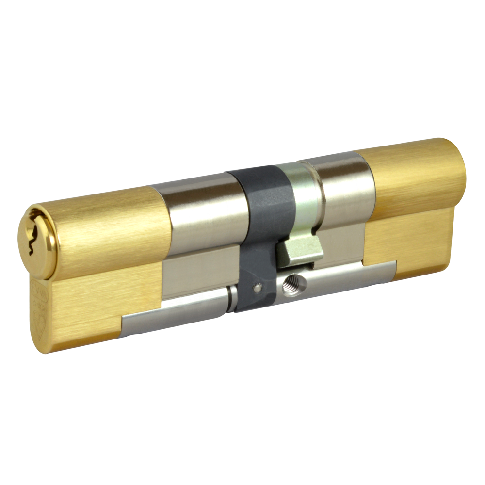 EVVA EPS 3* Snap Resistant Euro Double Cylinder 107mm 61Ext-46 56-10-41 Keyed To Differ 21B - Polished Brass