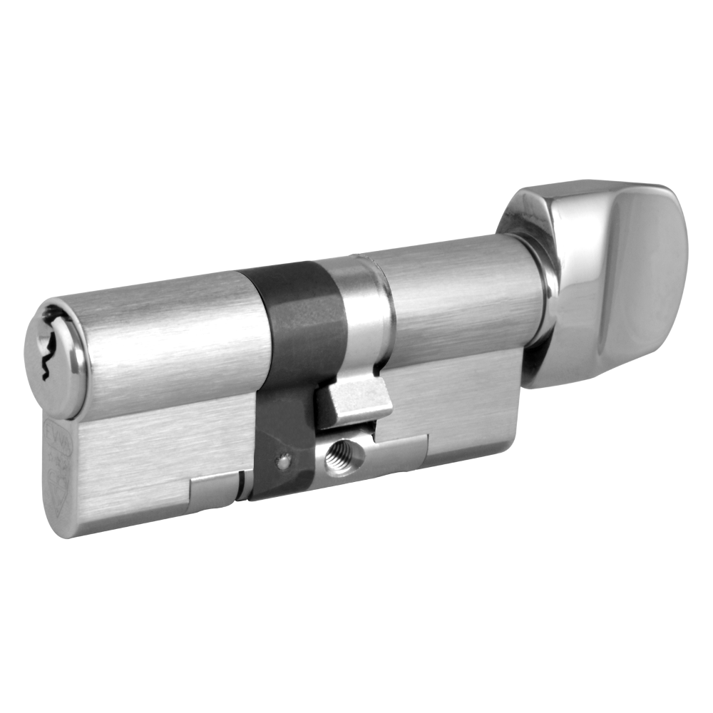 EVVA EPS 3* Anti-Snap Euro Key & Turn Cylinder KD 21B 72mm 41Ext-T31 36-10-T26 - Nickel Plated