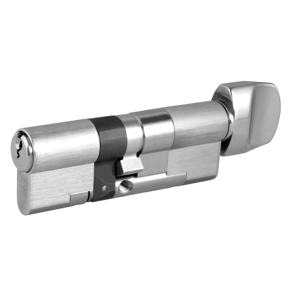 EVVA EPS 3* Anti-Snap Euro Key & Turn Cylinder KD 21B 87mm 41Ext-T46 36-10-T41 - Nickel Plated