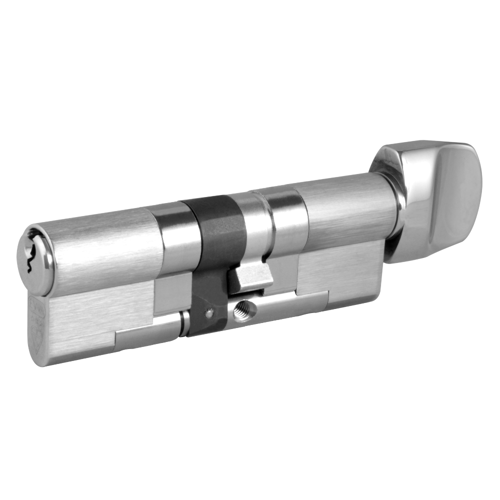EVVA EPS 3* Anti-Snap Euro Key & Turn Cylinder KD 21B 92mm 51Ext-T41 46-10-T36 - Nickel Plated
