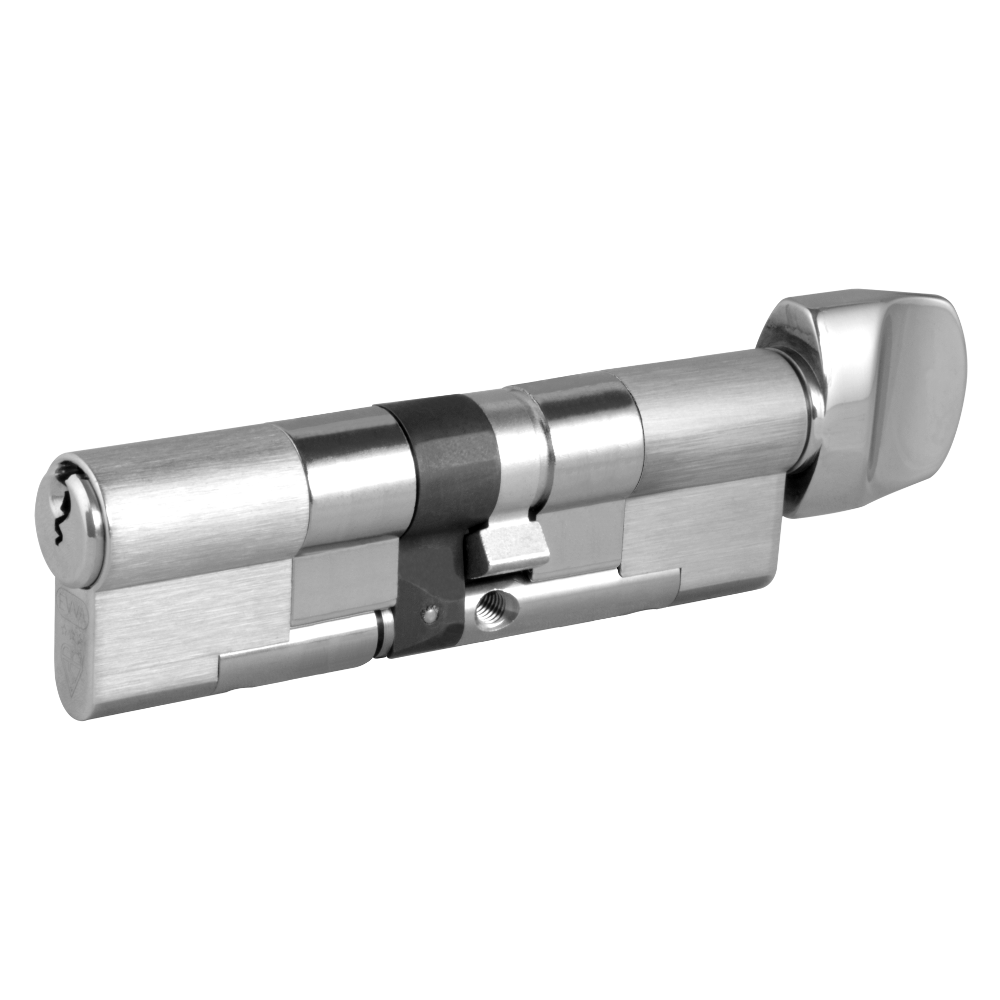 EVVA EPS 3* Anti-Snap Euro Key & Turn Cylinder KD 21B 102mm 56Ext-T46 51-10-T41 - Nickel Plated