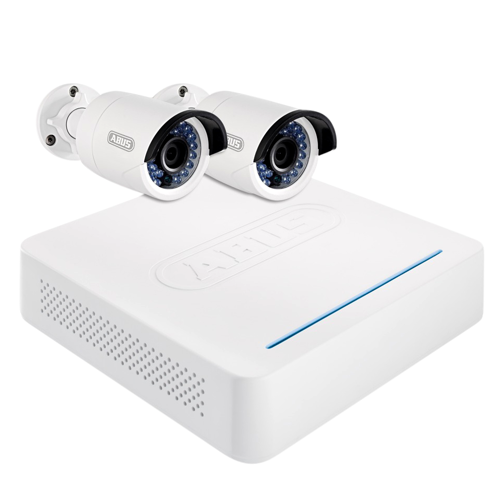 ABUS TVVR36210 LAN CCTV Kit 1TB, App & 2 Bullet Cameras TVVR36210 Bullet x2 - White