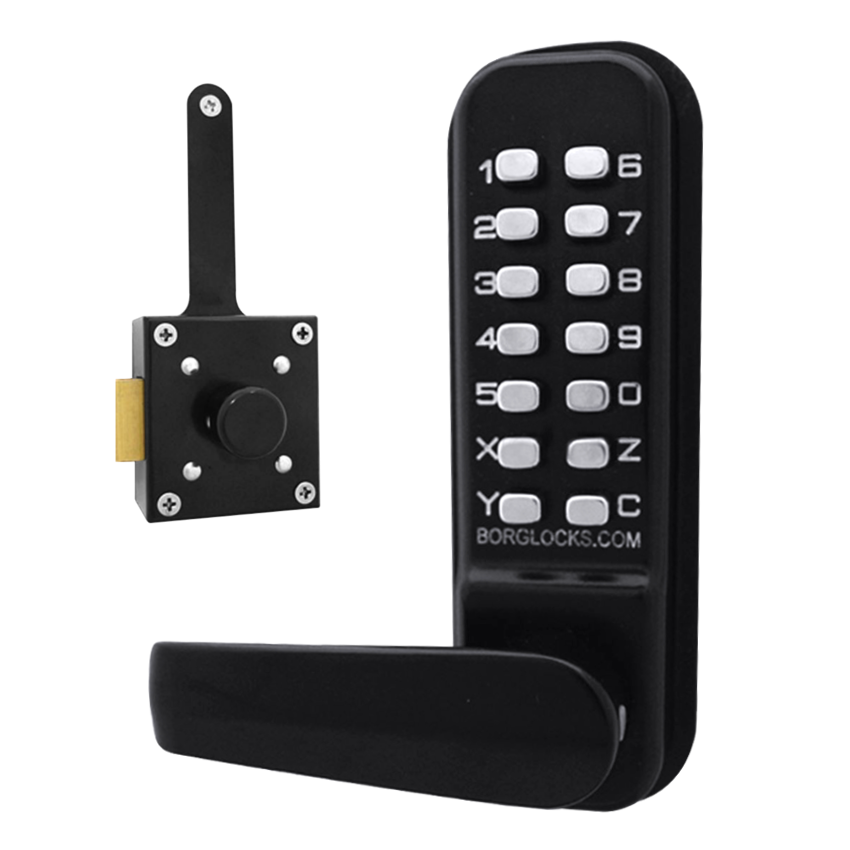 BORG LOCKS BL4409 Wooden Gate Digital Lock With Slam Latch BL4409MG - Black (Marine Grade Pro)