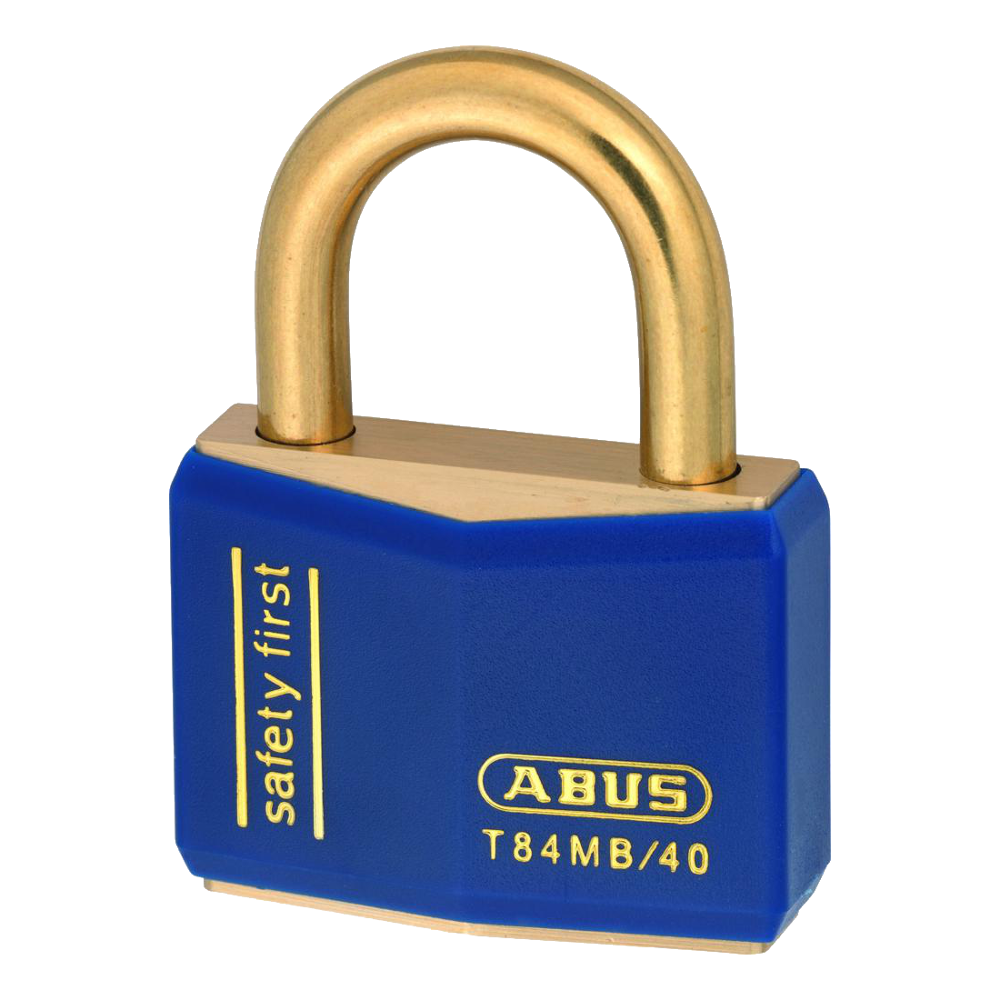 ABUS T84MB Series Brass Open Shackle Padlock 43mm Brass Shackle Keyed To Differ 22717 T84MB/40 - Blue