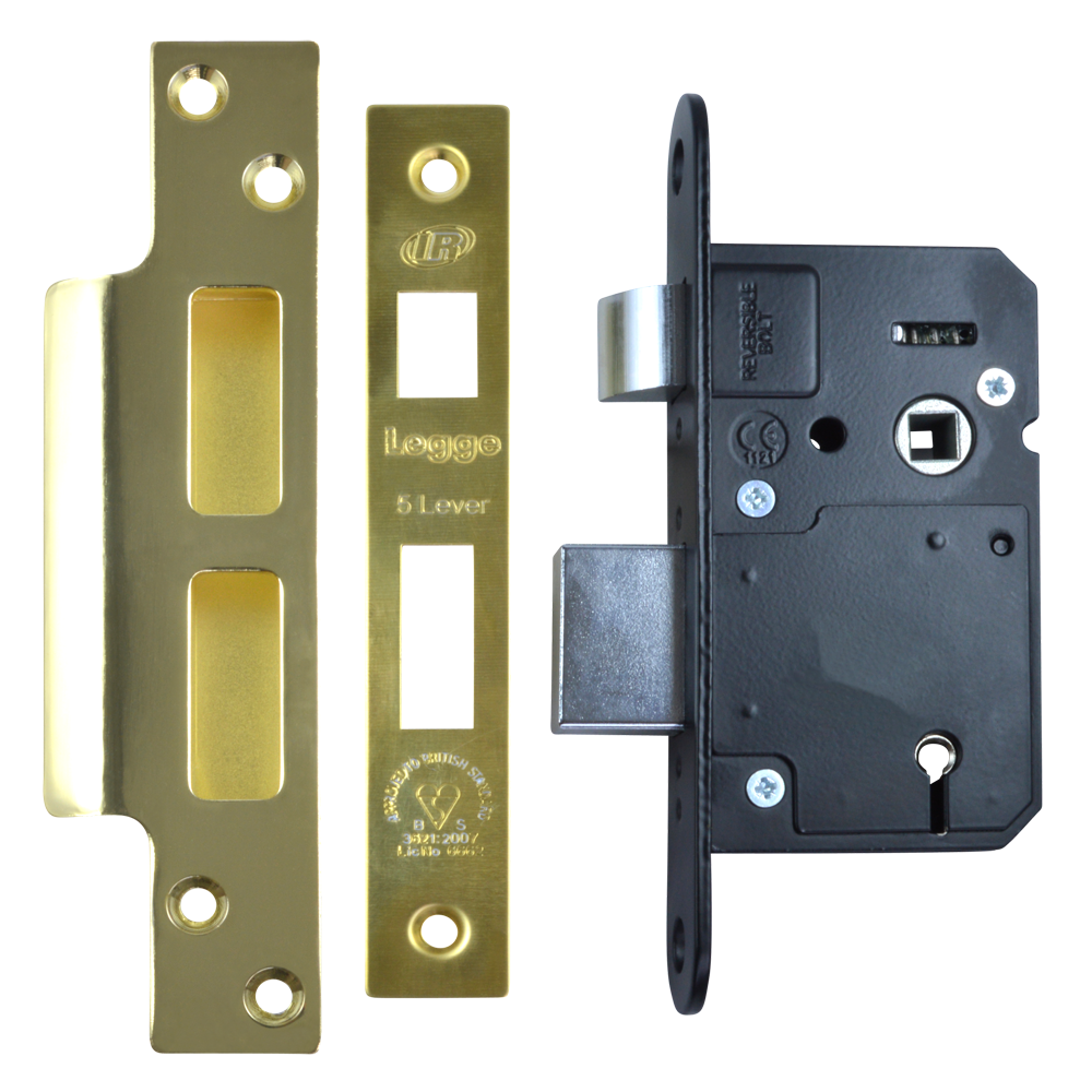 LEGGE N5642 & N5762 BS 5 Lever Sashlock 68mm Keyed To Differ - Polished Brass