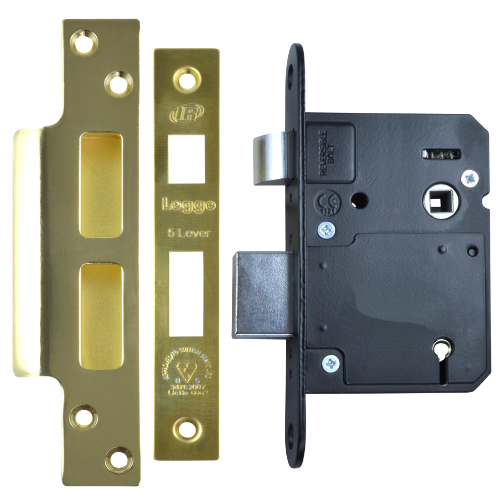 LEGGE N5642 & N5762 BS 5 Lever Sashlock 81mm Keyed To Differ - Polished Brass