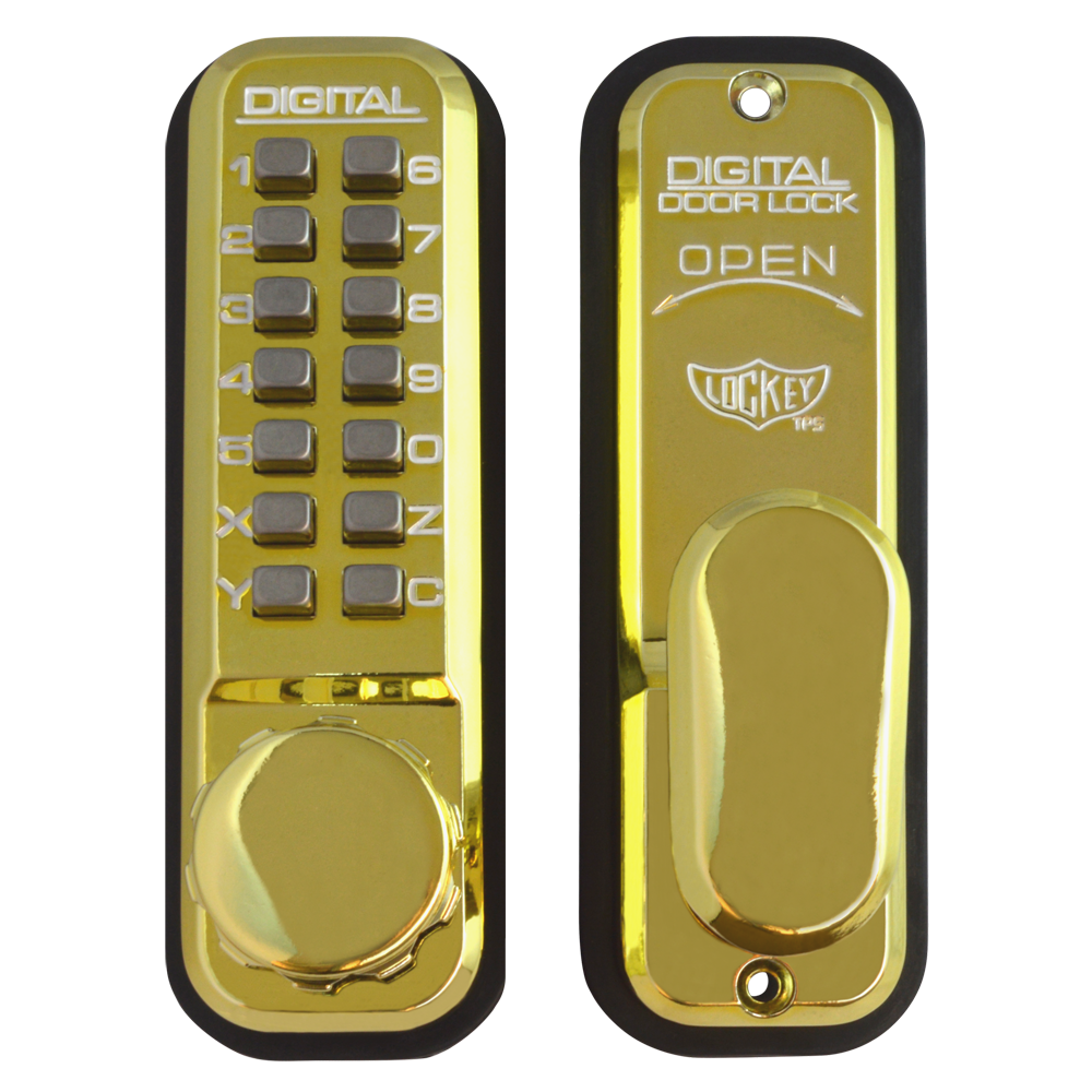 LOCKEY 2430 Series Digital Lock Without Holdback Polished Brass