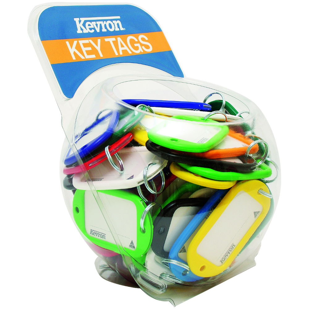 KEVRON ID10 Jumbo Key Tags Counter Tub 60pcs Assorted Colours x 60 - Assorted Colours