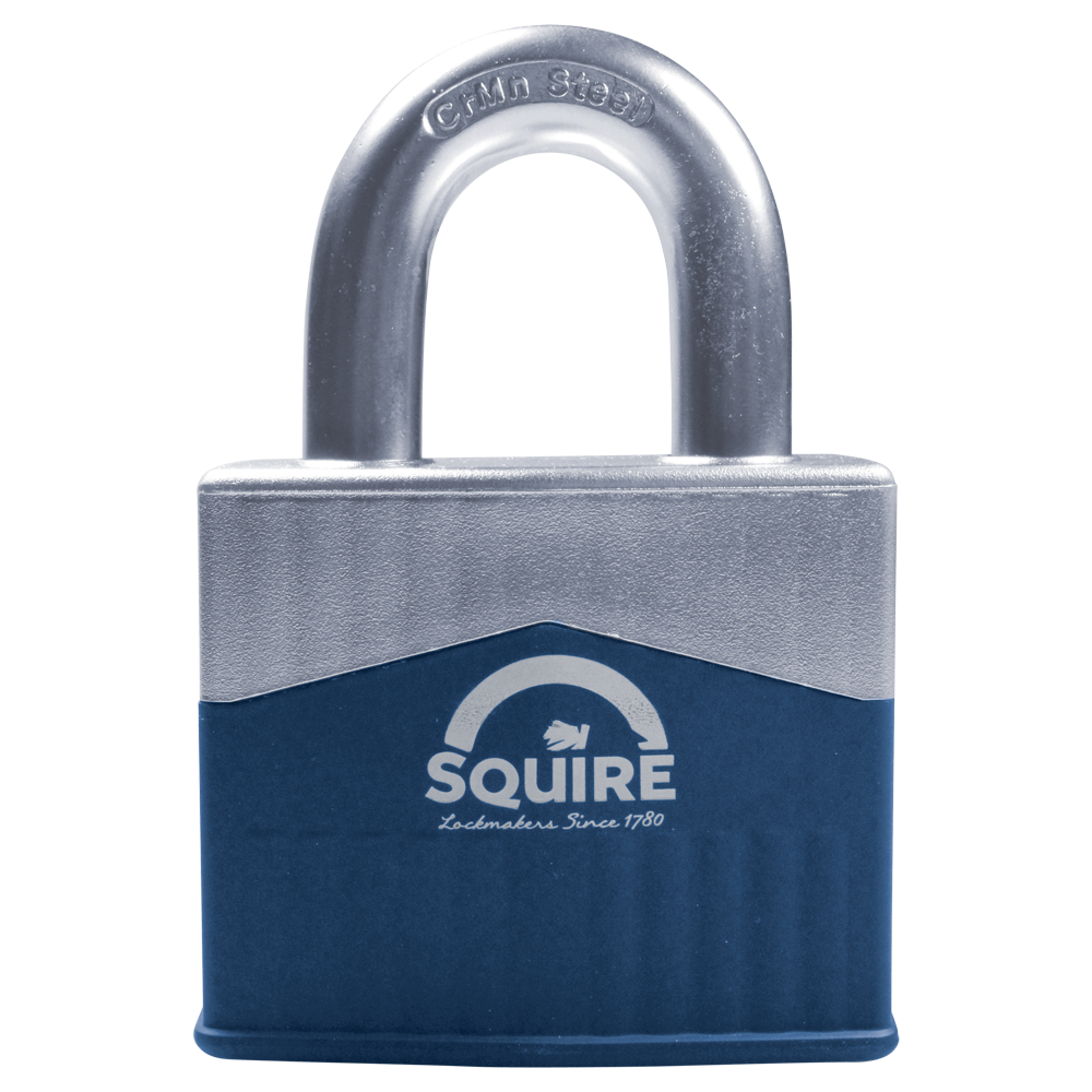 SQUIRE Warrior Open Shackle Padlock Key Locking 65mm - Blue & Silver