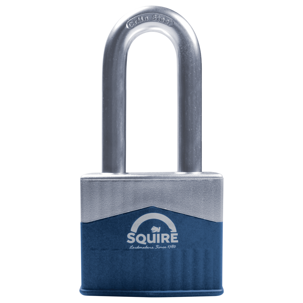 SQUIRE Warrior Long Shackle Padlock Key Locking 65mm - Blue & Silver
