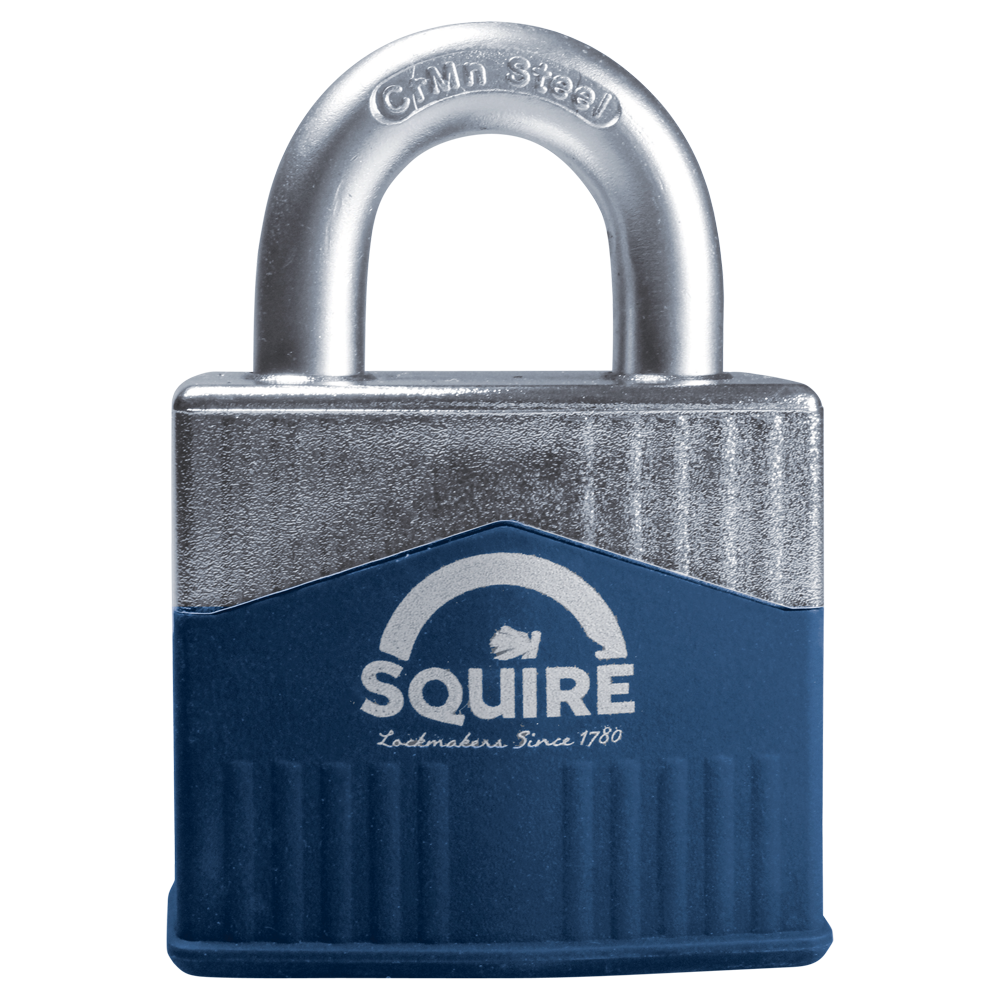 SQUIRE Warrior Open Shackle Padlock Key Locking 55mm - Blue & Silver