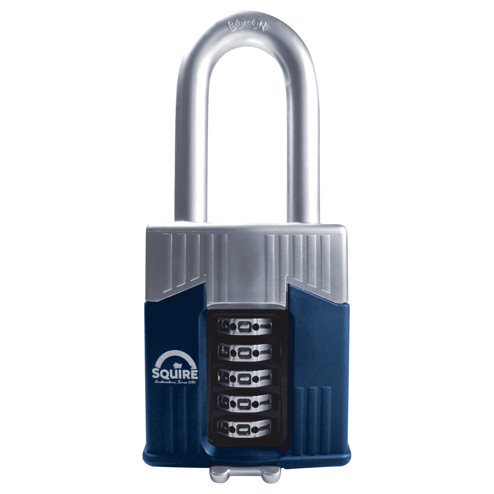 SQUIRE Warrior Long Shackle Combination Padlock 65mm - Blue & Silver