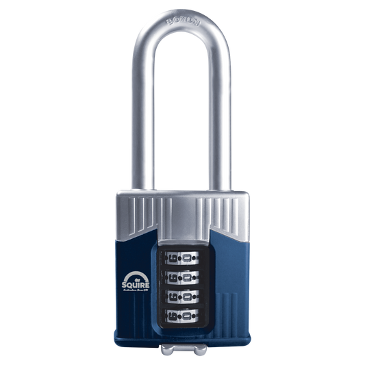 SQUIRE Warrior Long Shackle Combination Padlock 55mm - Blue & Silver