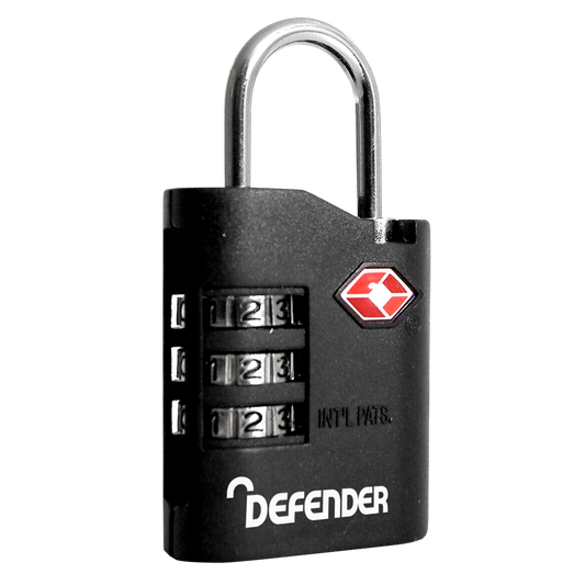 DEFENDER TSA Travel Sentry Padlock - Combi Locking 35mm Single Combi - Black