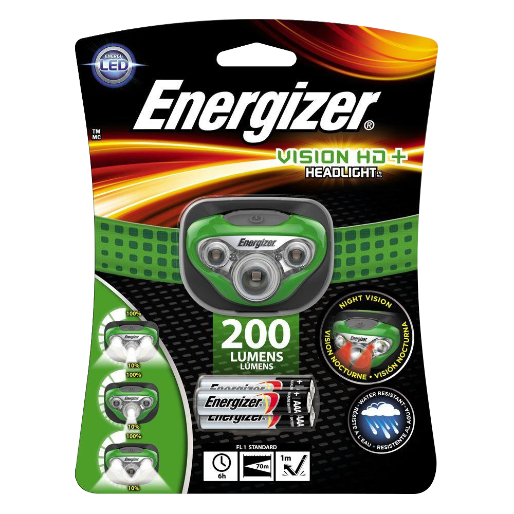 ENERGIZER Vision HD Headlight 200 Lumens 200 Lumens - Black & Green