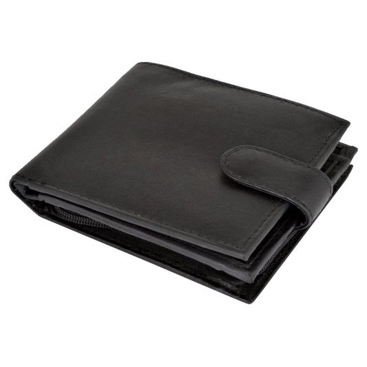 BEE-SECURE Black Leather Bifold RFID Wallet With Coin Purse With Coin Purse - Black