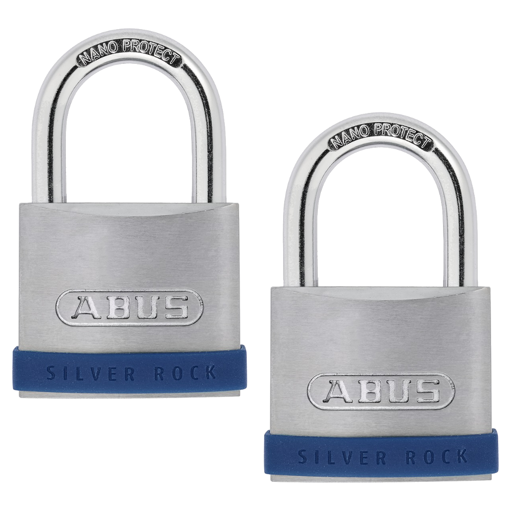 ABUS Silver Rock 5 Open Shackle Padlock 40mm Keyed Alike Pro Twin Pack - Stainless Steel Effect