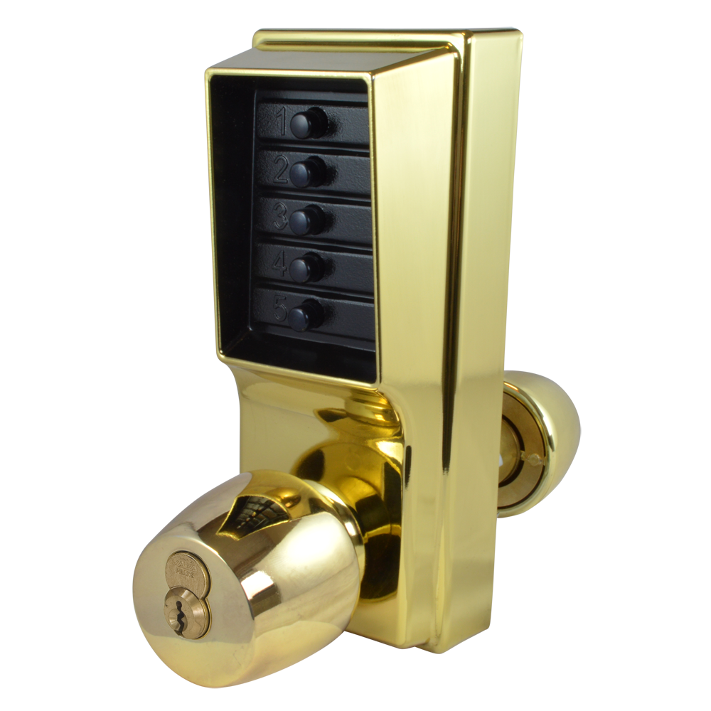 DORMAKABA Simplex 1000 Series 1021B Knob Operated Digital Lock With Key Override With Cylinder 1021B-03 - Polished Brass
