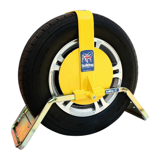 BULLDOG QD Series Wheel Clamp To Suit Caravans & Trailers QD11 Suits Tyres 155mm Width 304mm Rim Diameter - Yellow