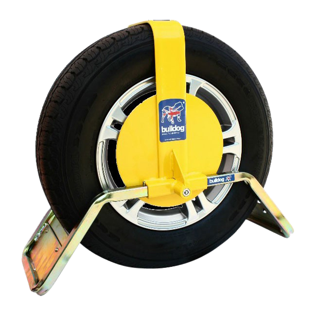 BULLDOG QD Series Wheel Clamp To Suit Caravans & Trailers QD44 Tyres 165 to 205mm Width 355 to 380mm Rim Dia - Yellow