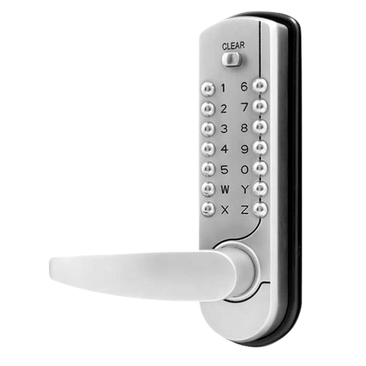 LOCKEY 7100 Lever Handle Digital Lock With Easy Code & 60mm Deadlatch With 60mm deadlatch - Satin Chrome