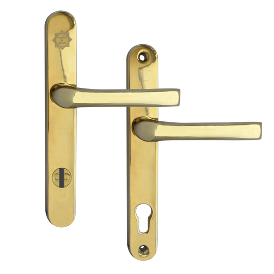 MILA Pro Secure PAS24 2 Star 240mm Lever Door Furniture 92 62 Centres Gold