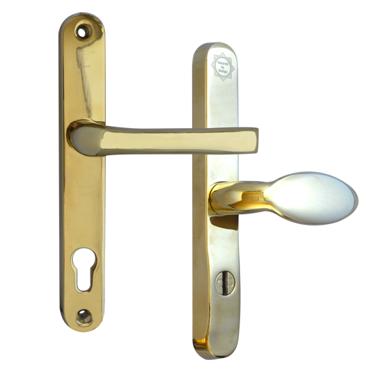 MILA Pro Secure PAS24 2 Star 240mm Lever Pad Door Furniture 92 62 Centres Gold