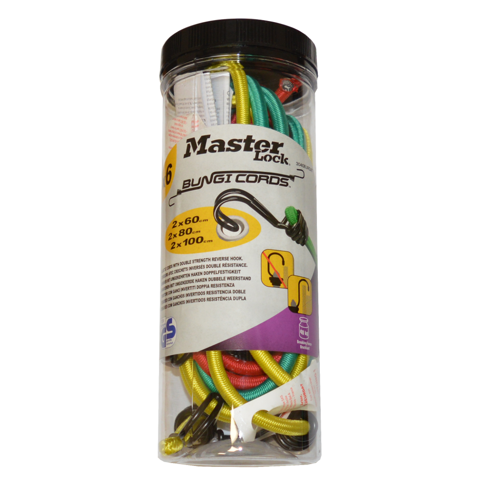 MASTER LOCK Twin Wire Bungee Cord Set of 6 Set of 6 - Assorted Colours