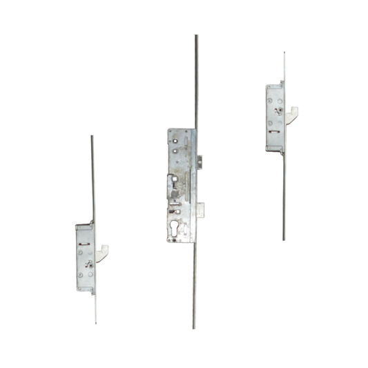 LOCKMASTER Lever Operated Latch & Deadbolt Single Spindle Radius Faceplate - 2 Hook 45/92 - Stainless Steel