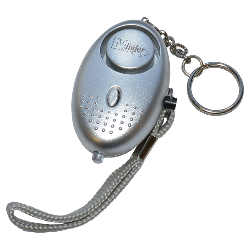 MINDER Mini Keyring Torch Personal Alarm Silver