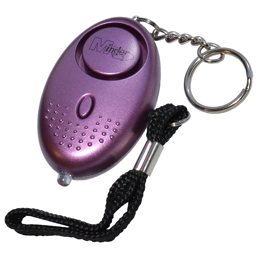 MINDER Mini Keyring Torch Personal Alarm Purple