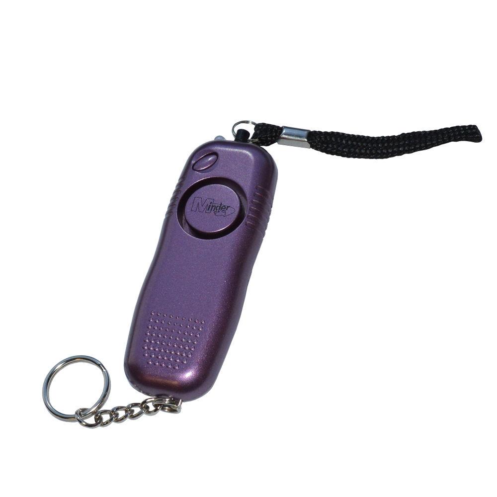 MINDER Mini Pendant Keyring Torch Personal Alarm Purple
