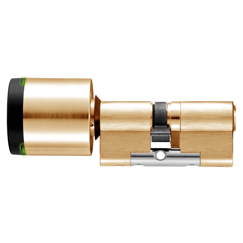 EVVA AirKey Euro Double Proximity - Key ICS Cylinder Sizes 62mm to 92mm - Polished Brass