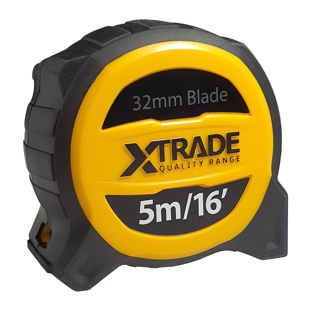 XTRADE Robust Retractable 32mm Wide Tape Measure 5 Meter - Yellow