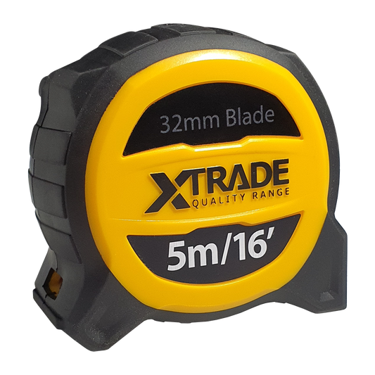 XTRADE Robust Retractable 32mm Wide Tape Measure 5 Meter - Yellow