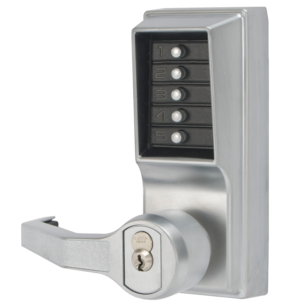 DORMAKABA Simplex L1000 Series L1021B Digital Lock Lever Operated Left Handed With Cylinder LL1021B-26D - Satin Chrome