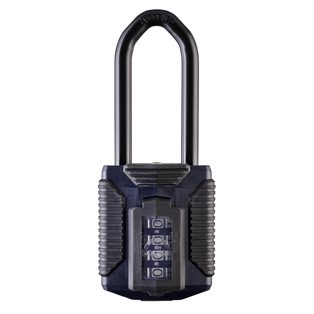 SQUIRE CP50S All Terrain Combination Padlock Long Shackle - Black & Blue