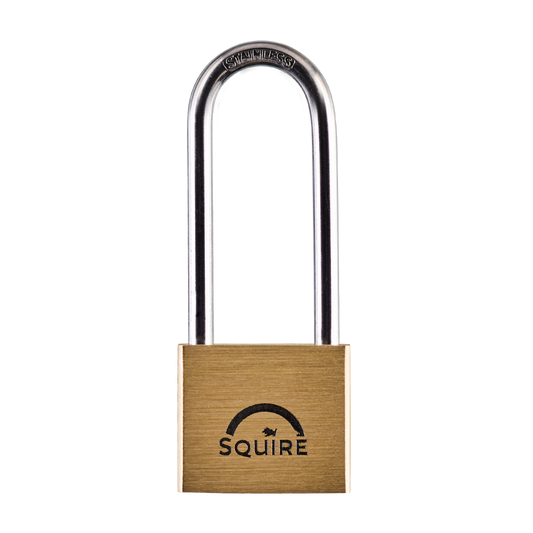 SQUIRE Lion Brass Long Shackle Padlock with Stainless Steel Shackle 40mm