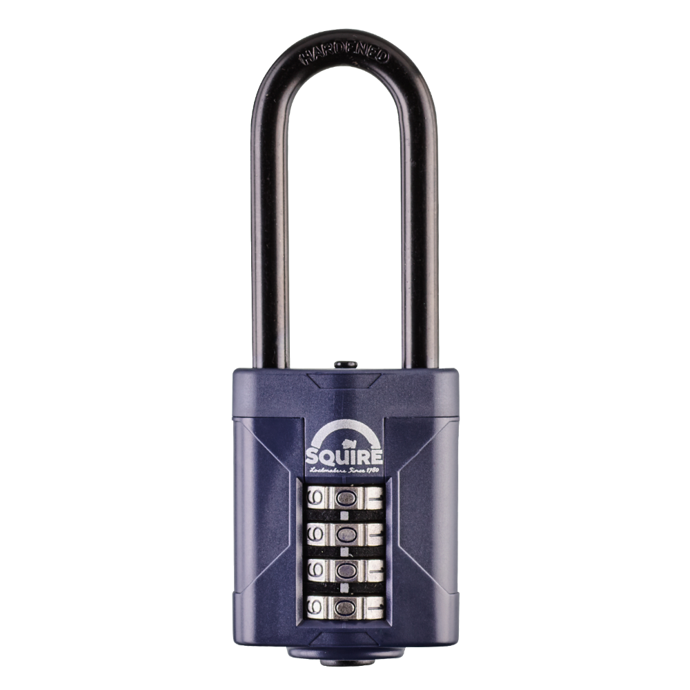 SQUIRE CP50 Series 50mm Steel Shackle Combination Padlock CP50/2.5/BX 64mm Long Shackle - Blue