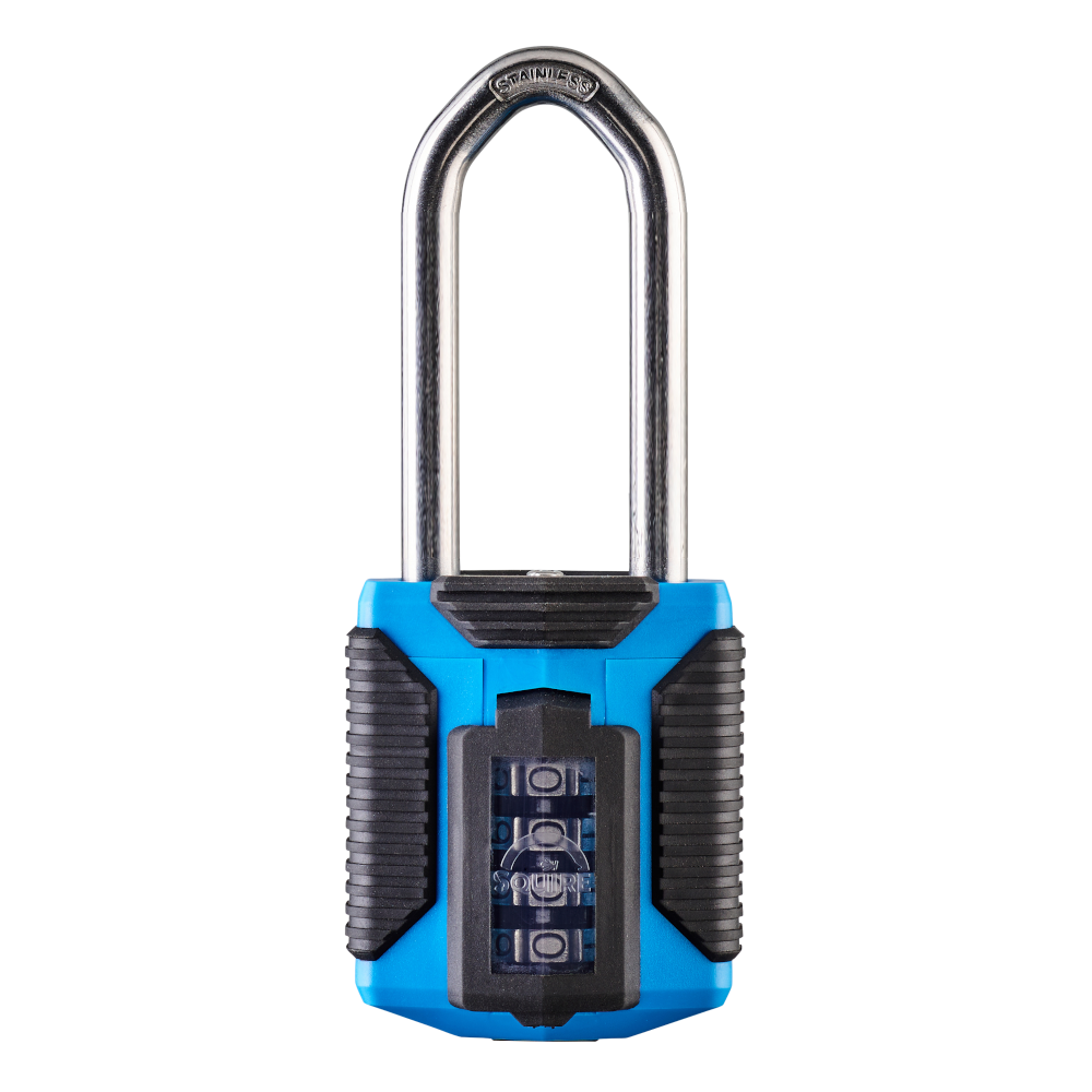 SQUIRE CP50 ATLS - All Terrain Stainless Steel Shackle Combination Padlock Long Shackle - Light Blue