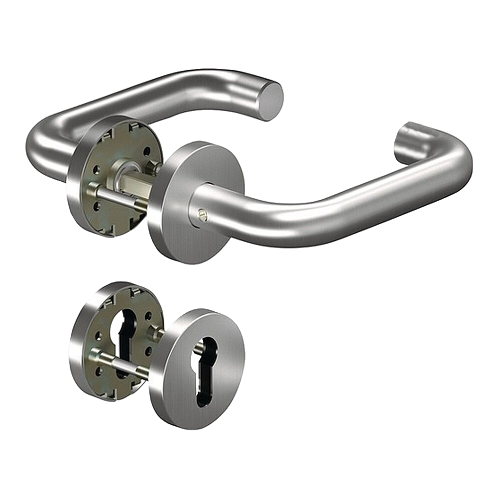 DORMAKABA Ogro Core Round Bar Return Lever Handle Set To Suit SVP Lock Stainless Steel 90050063189 - Stainless Steel