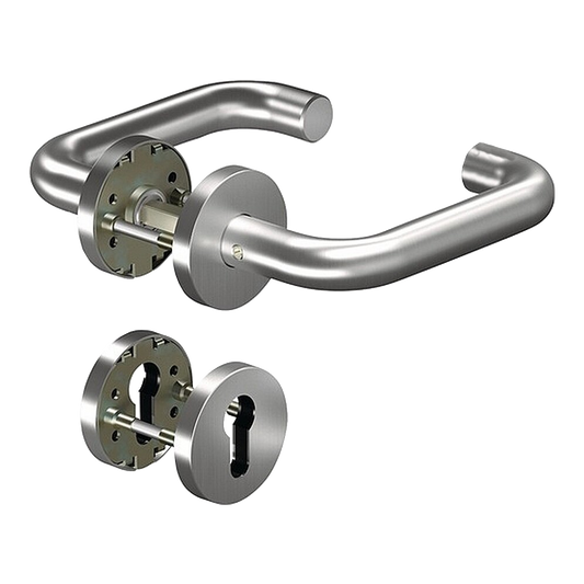 DORMAKABA Ogro Core Round Bar Return Lever Handle Set To Suit SVP Lock Stainless Steel 90050063189 - Stainless Steel