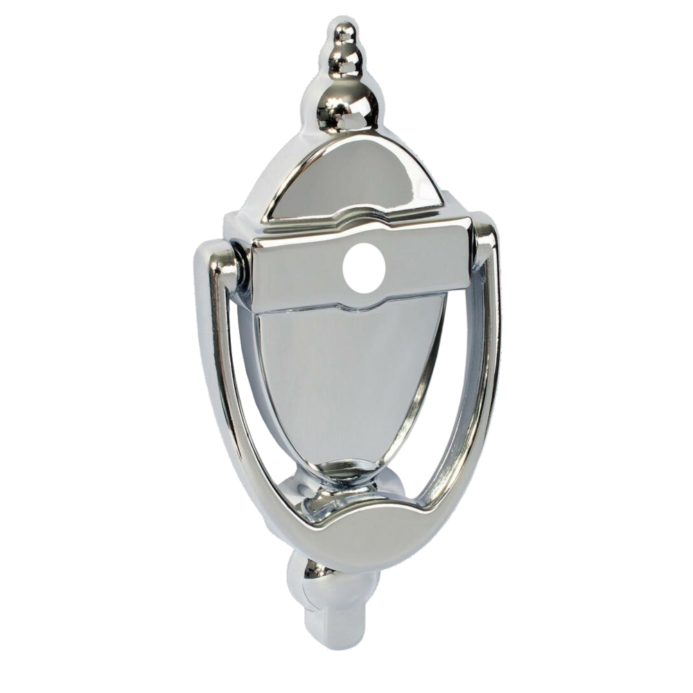 AVOCET Affinity Traditional Victorian Urn Door Knocker With Cut For Viewer Chrome Plated