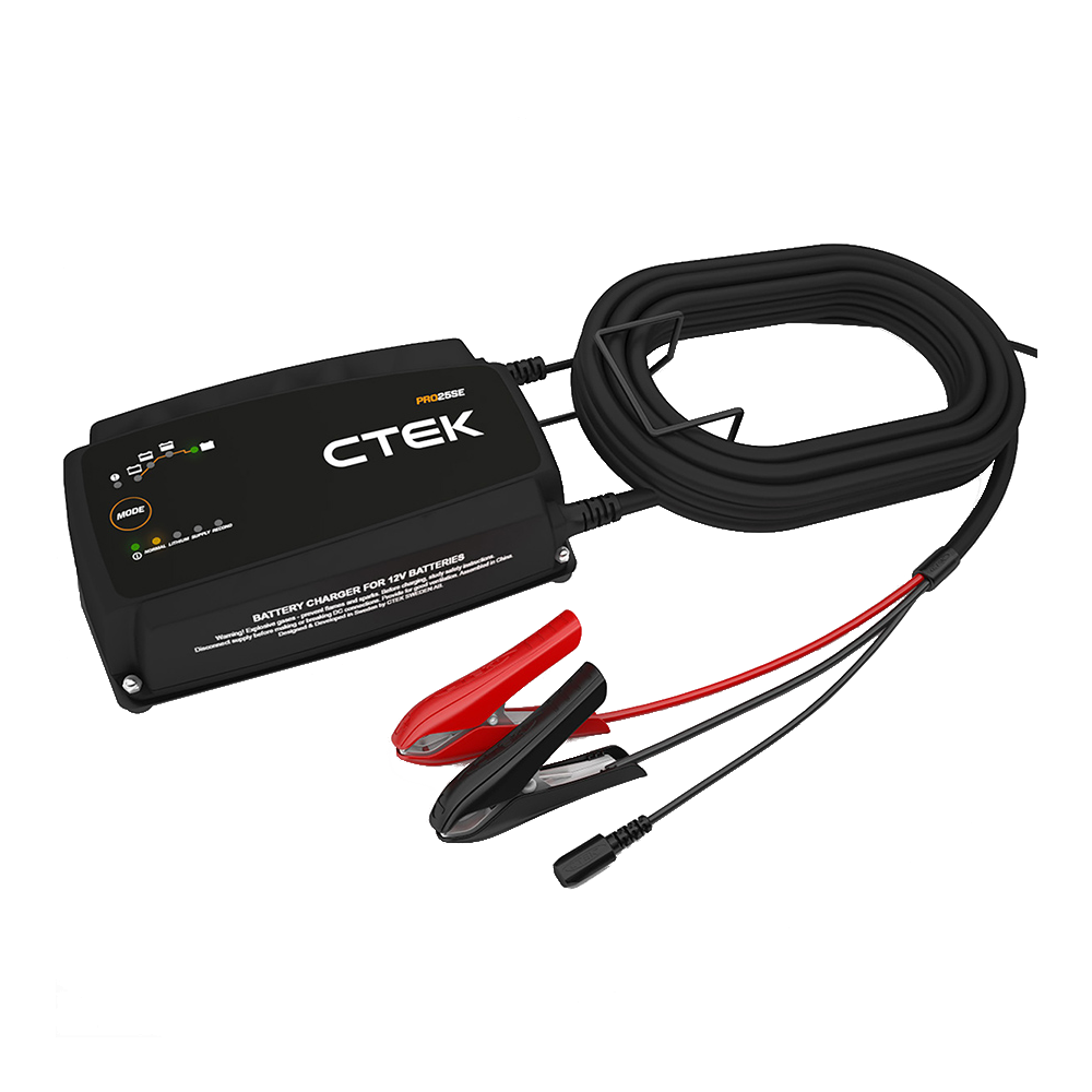 CTEK PRO25 25A Battery Support Unit & Charger For 12V Vehicles PRO25SE With 6m Mains Cable - Black