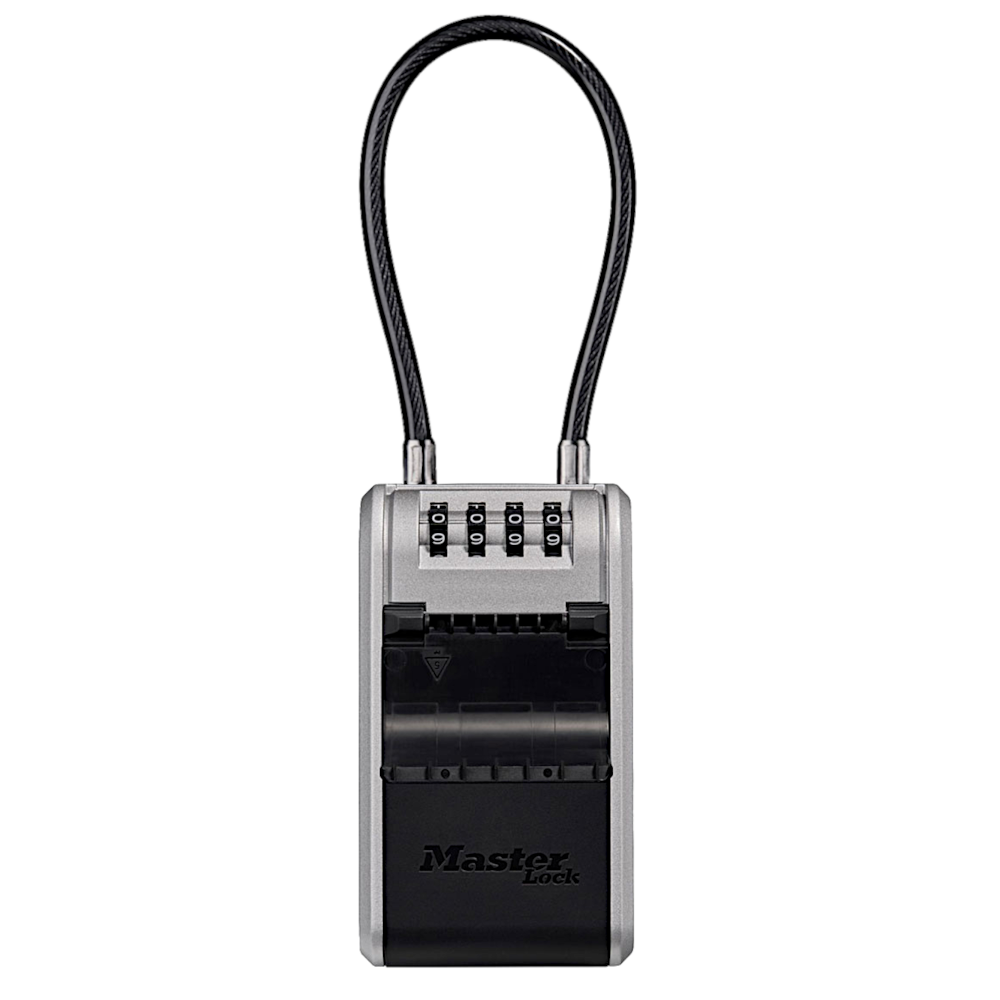 MASTER LOCK 5482EURD Portable Combination Key Box With Cable Shackle Resettable Combination With Cable - Black & Grey