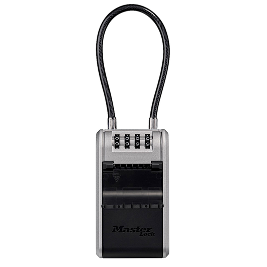MASTER LOCK 5482EURD Portable Combination Key Box With Cable Shackle Resettable Combination With Cable - Black & Grey