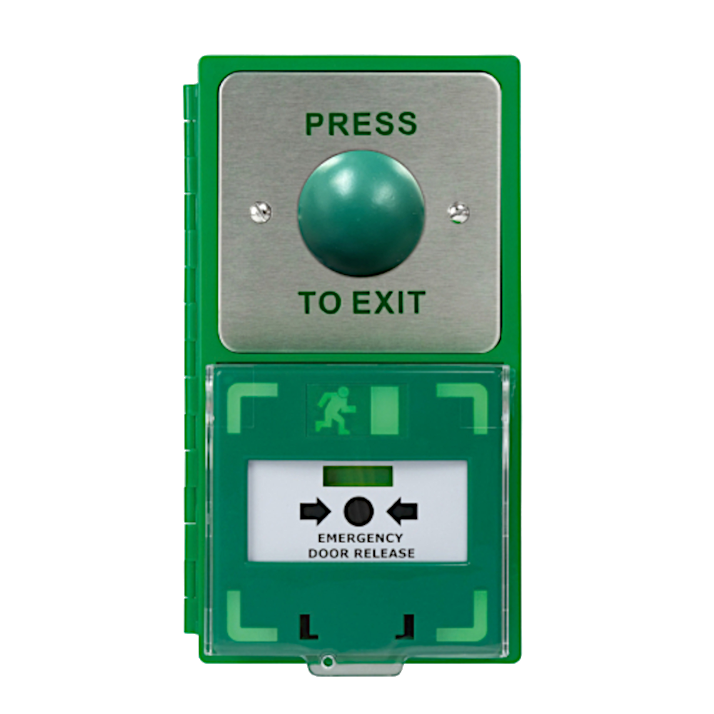 ICS Dual Unit MCP110 Call Point With Green Dome Exit Button Vertical DBB-H-04-110-V - Green