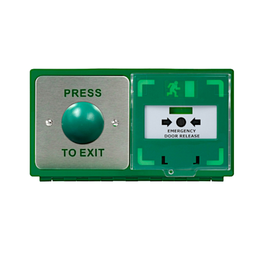 ICS Dual Unit MCP110 Call Point With Green Dome Exit Button Horizontal DBB-H-04-110-H - Green